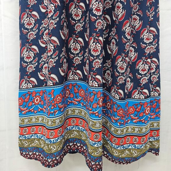 Blue Red Sleeveless Floral Maxi Dress Boho Festival Hippie XS - Picture 5 of 11